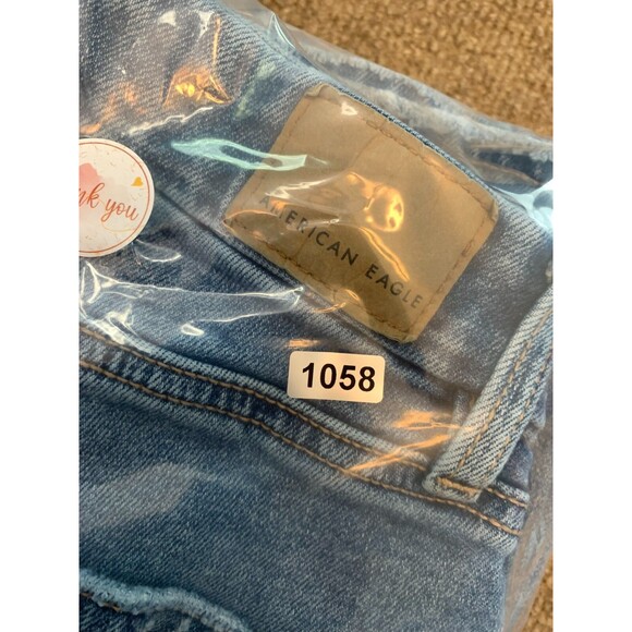 American Eagle Jeans Womens 0 Curvy Straight Distressed Mid Rise Whiskered Denim - Picture 9 of 9